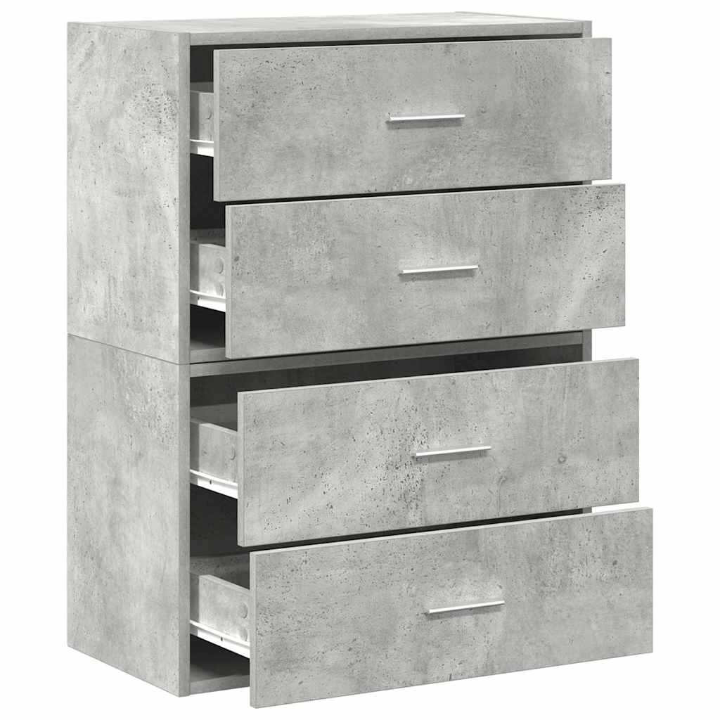 Armários com 2 gavetas 2 pcs 60x31x40 cm cinzento betão