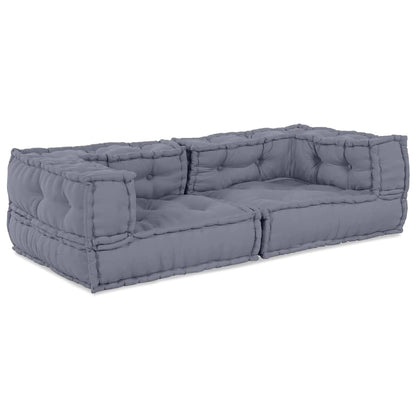 Sofá Modular Manual 2 pcs Cinzeto 140 x 70 x 36 cm tecido