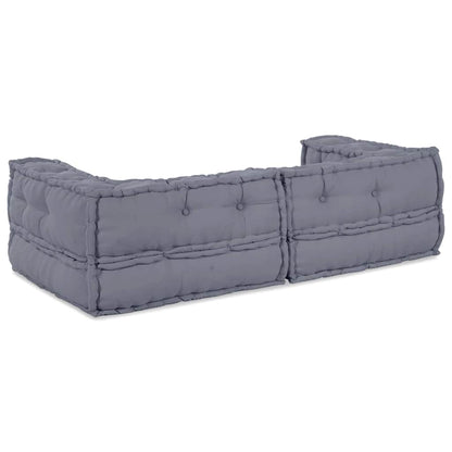 Sofá Modular Manual 2 pcs Cinzeto 140 x 70 x 36 cm tecido