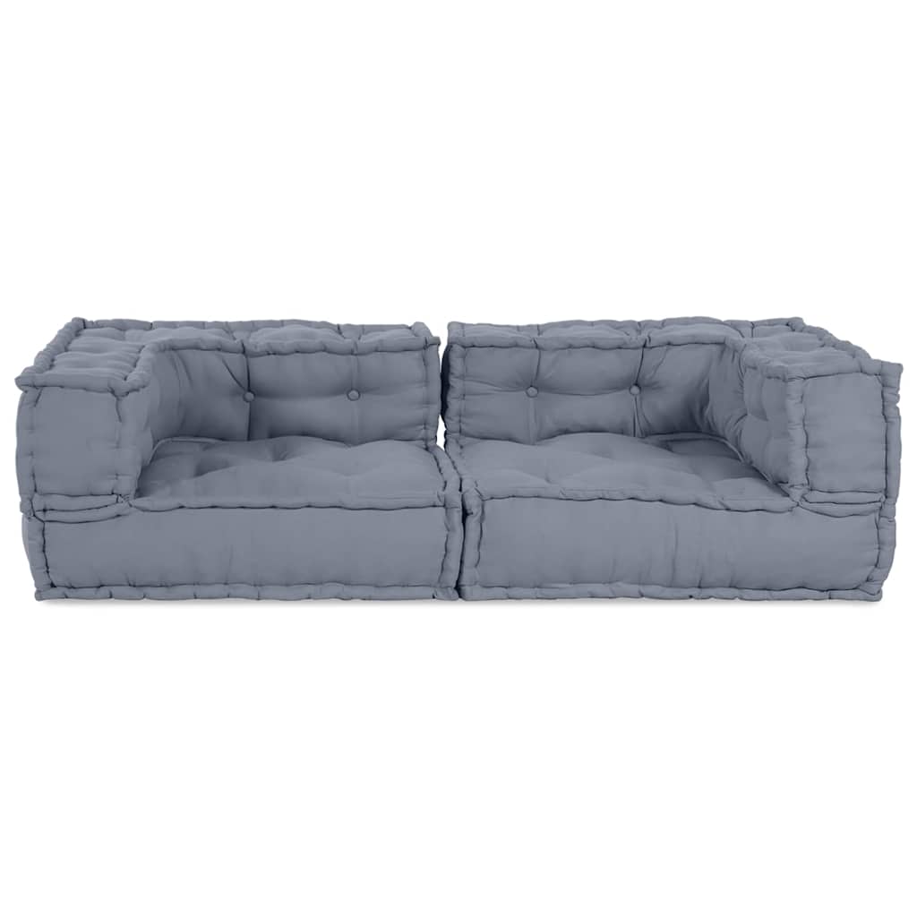 Sofá Modular Manual 2 pcs Cinzeto 140 x 70 x 36 cm tecido