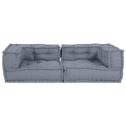 Sofá Modular Manual 2 pcs Cinzeto 140 x 70 x 36 cm tecido