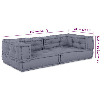 Sofá Modular Manual 2 pcs Cinzeto 140 x 70 x 36 cm tecido