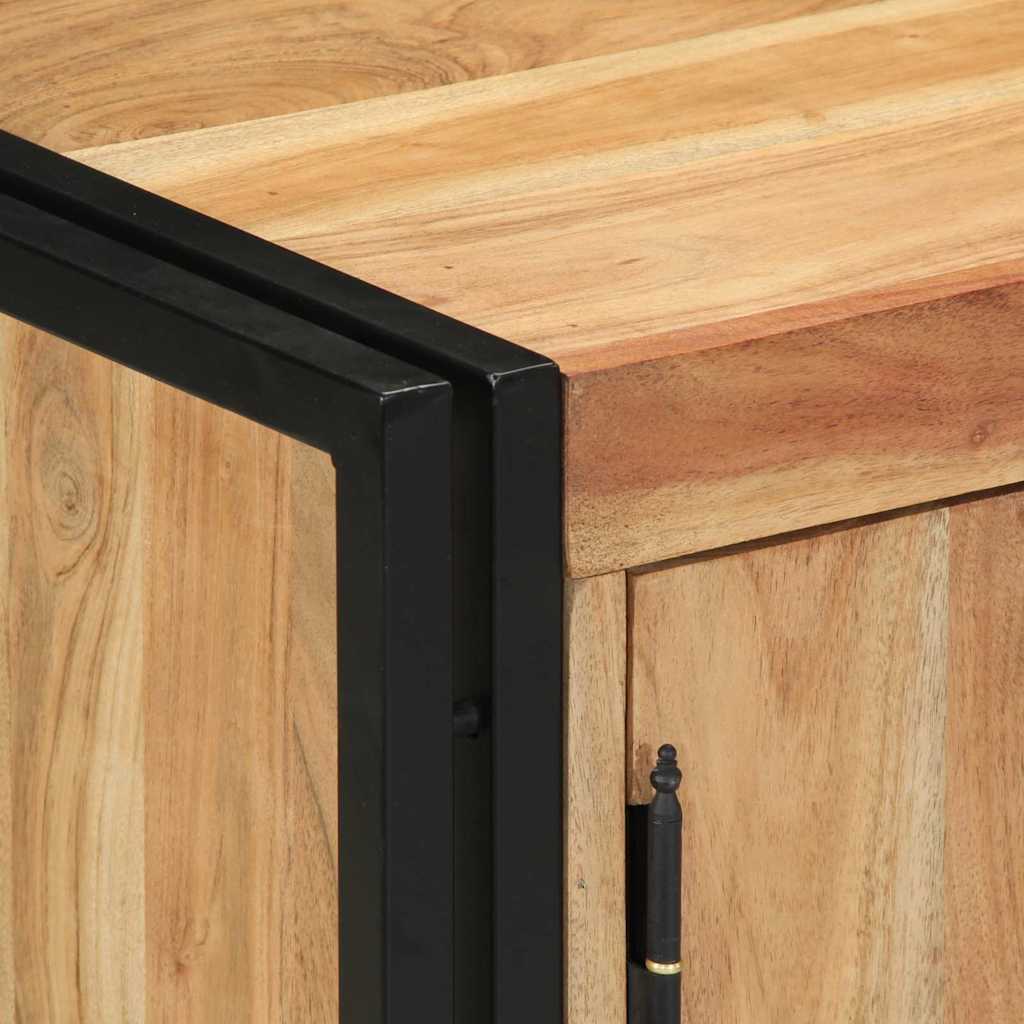 Armário para Sapatos com porta Preto Madeira de acácia maciça