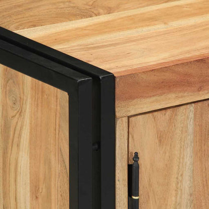 Armário para Sapatos com porta Preto Madeira de acácia maciça