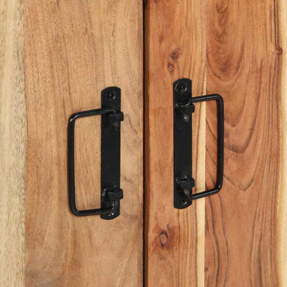 Armário para Sapatos com porta Preto Madeira de acácia maciça