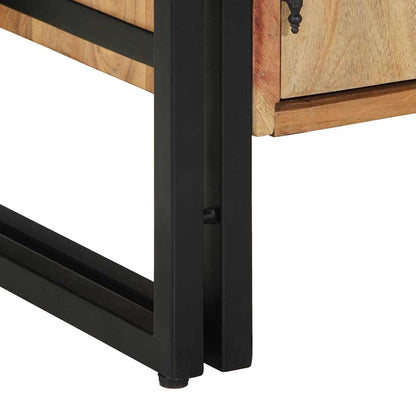 Armário para Sapatos com porta Preto Madeira de acácia maciça