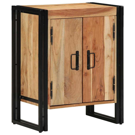Armário para Sapatos com porta Preto Madeira de acácia maciça