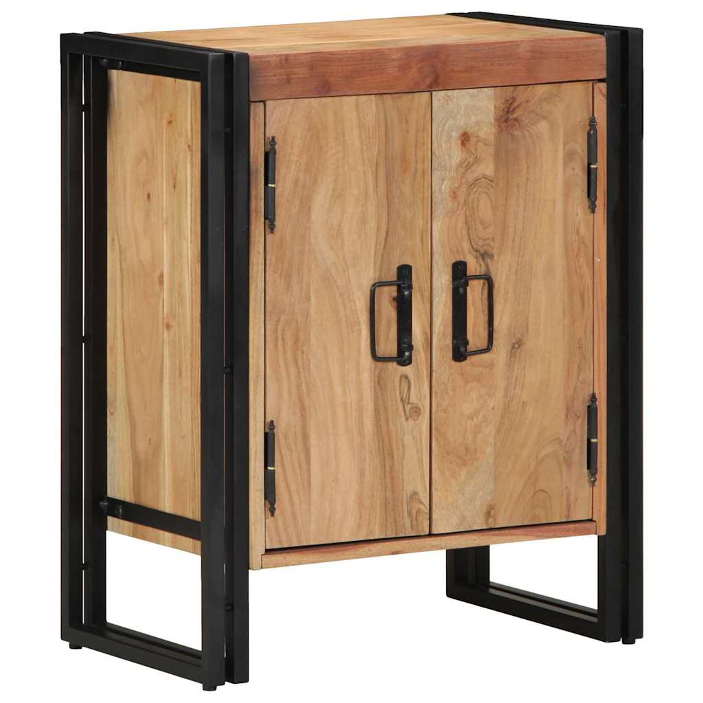 Armário para Sapatos com porta Preto Madeira de acácia maciça