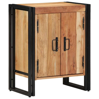 Armário para Sapatos com porta Preto Madeira de acácia maciça