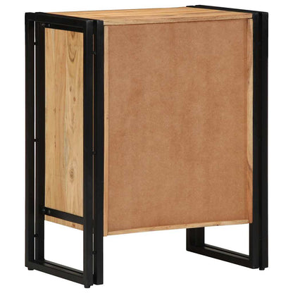 Armário para Sapatos com porta Preto Madeira de acácia maciça