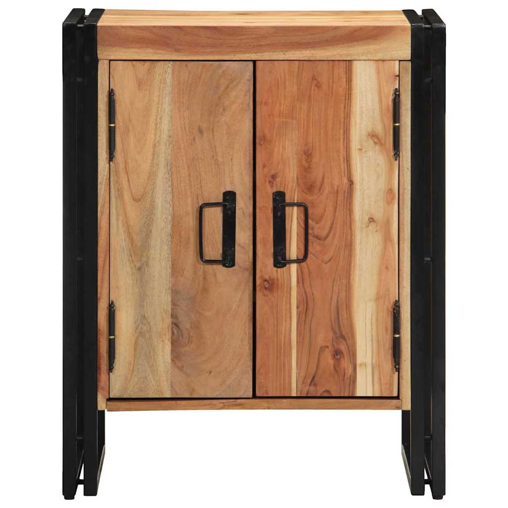 Armário para Sapatos com porta Preto Madeira de acácia maciça