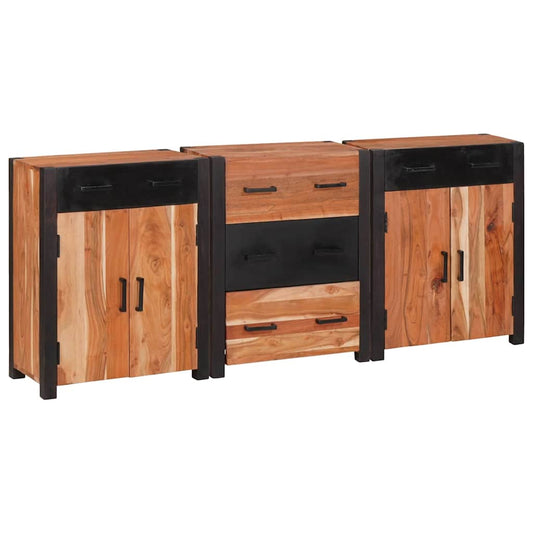 Buffet 3 pcs Castanho 165 x 30 x 75 cm Madeira de acácia maciça
