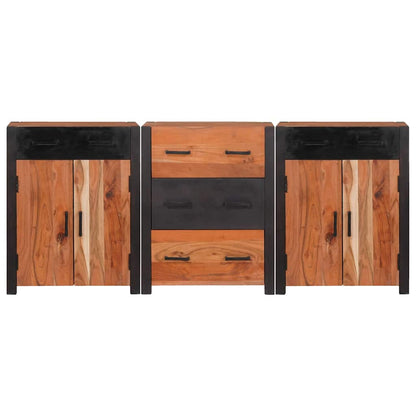 Buffet 3 pcs Castanho 165 x 30 x 75 cm Madeira de acácia maciça