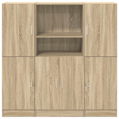 Conj. móveis de cozinha 3 pcs deriv. de madeira carvalho sonoma