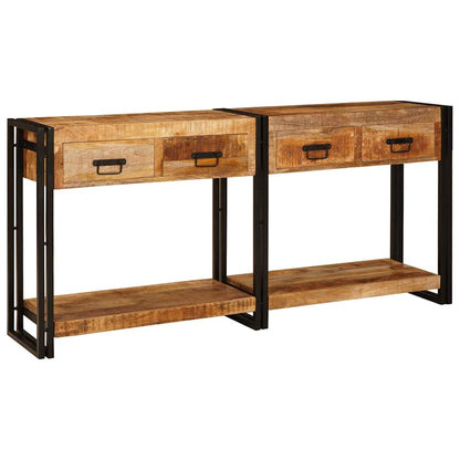 Mesas consola 2 pcs Castanho Madeira de Manga Sólida
