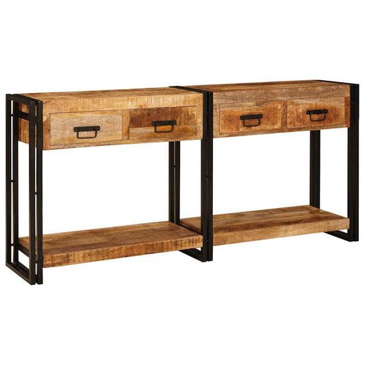 Mesas consola 2 pcs Castanho Madeira de Manga Sólida