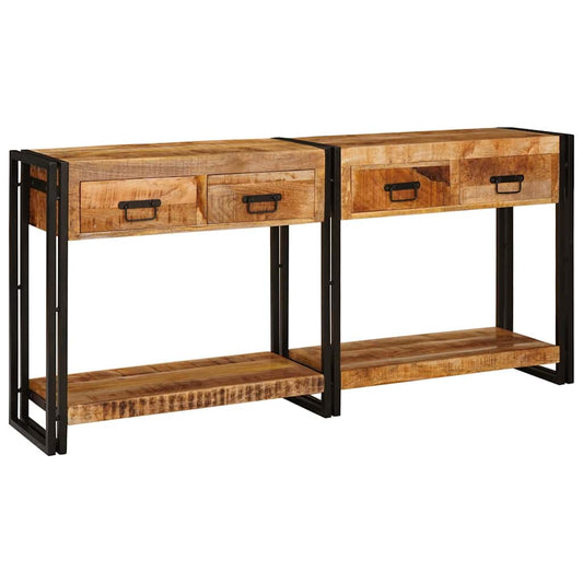 Mesas consola 2 pcs Castanho Madeira de Manga Sólida