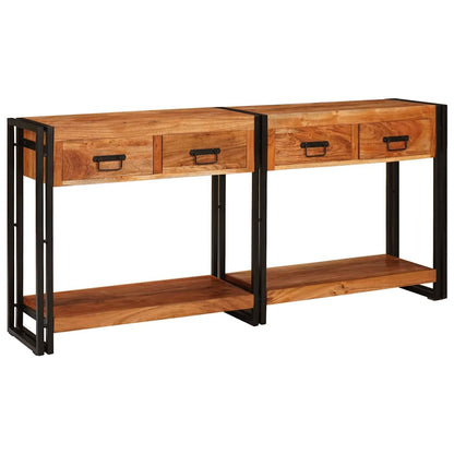 Mesas consola 2 pcs Castanho Madeira de Acácia Sólida