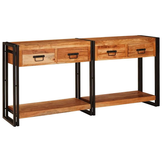 Mesas consola 2 pcs Castanho Madeira de Acácia Sólida
