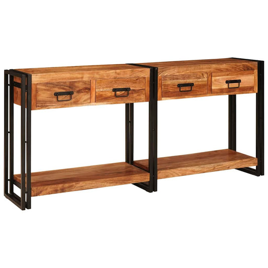 Mesas consola 2 pcs Castanho Madeira de Acácia Sólida