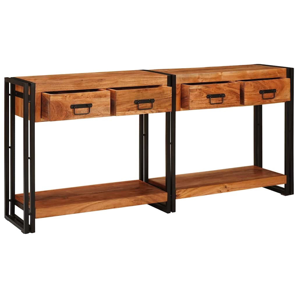 Mesas consola 2 pcs Castanho Madeira de Acácia Sólida