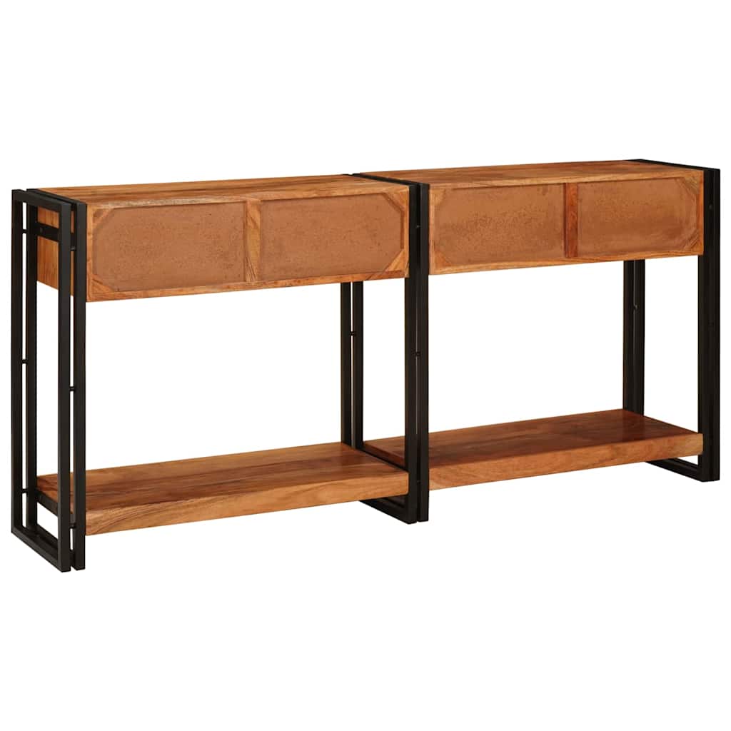 Mesas consola 2 pcs Castanho Madeira de Acácia Sólida