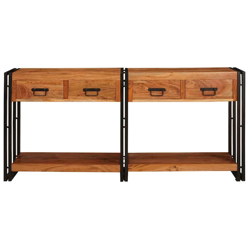Mesas consola 2 pcs Castanho Madeira de Acácia Sólida