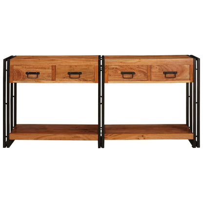 Mesas consola 2 pcs Castanho Madeira de Acácia Sólida