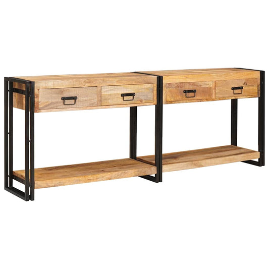 Aparador 2 pcs Castanho Madeira de mangueira áspera maciça