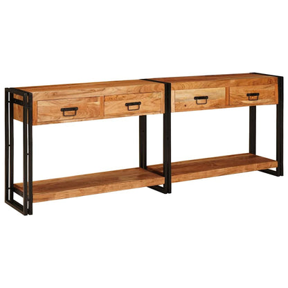 Mesas consola Outros 2 pcs Castanho Madeira de acácia maciça