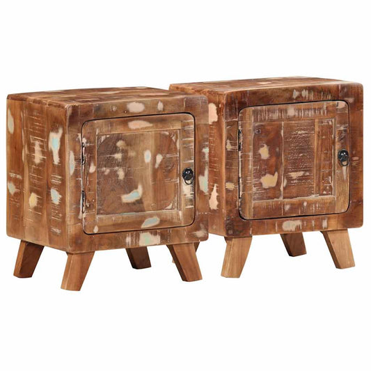 Mesas de cabeceira 2 pcs 40x32x46 cm madeira recuperada maciça