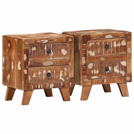 Mesas de cabeceira 2 pcs 40x32x46 cm madeira recuperada maciça