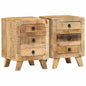 Mesas de cabeceira 2 pcs 37x32x50 cm mangueira áspera maciça