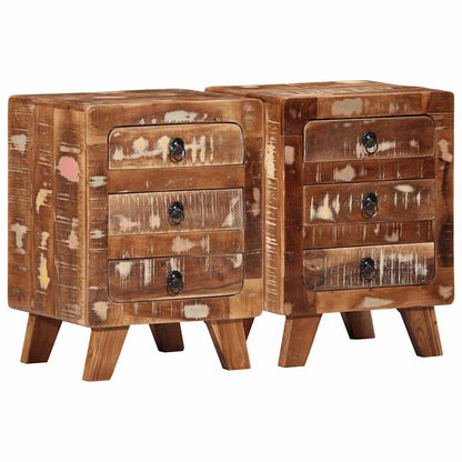 Mesas de cabeceira 2 pcs 37x32x50 cm madeira recuperada maciça