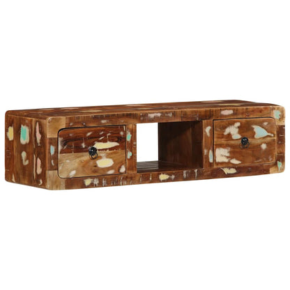 Armário de TV para parede de madeira recuperada maciça