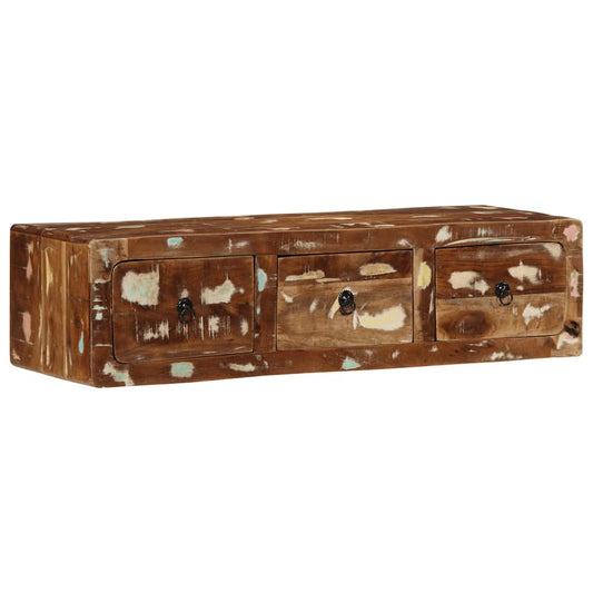 Armário de TV para parede de madeira recuperada maciça