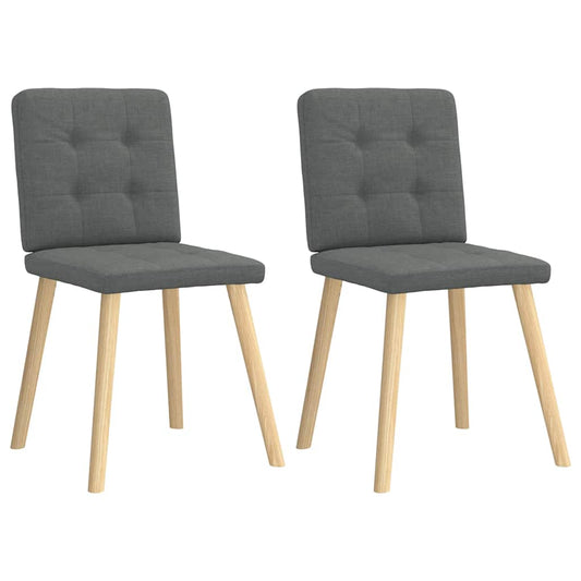 Cadeiras de jantar 2 pcs tecido cinzento-escuro