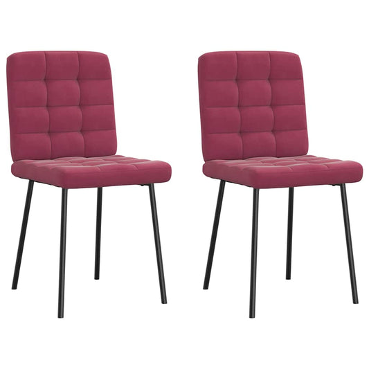 Cadeiras de jantar 2 pcs veludo vermelho tinto