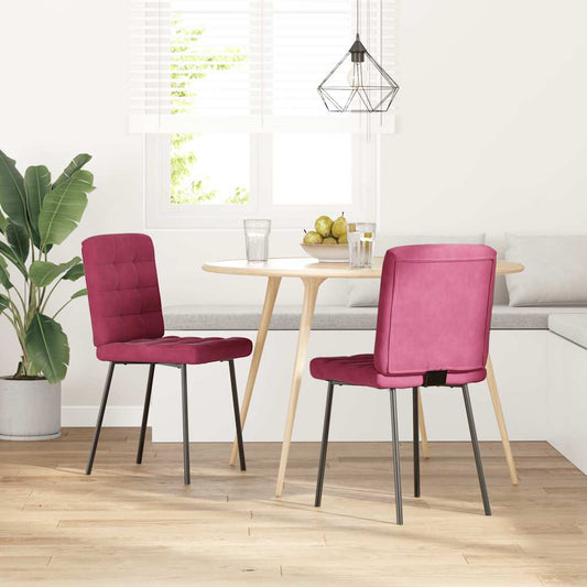 Cadeiras de jantar 2 pcs veludo vermelho tinto