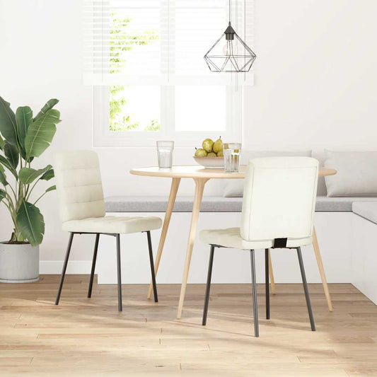 Cadeiras de jantar 2 pcs veludo cor creme