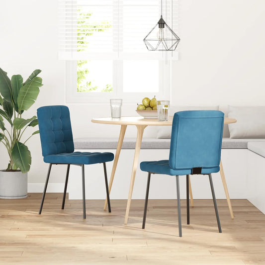 Cadeiras de jantar 2 pcs veludo azul