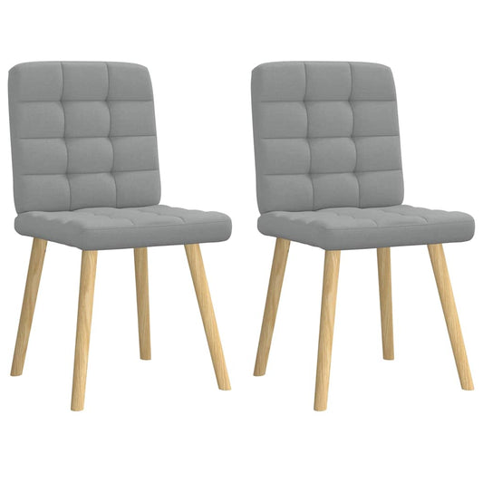 Cadeiras de jantar 2 pcs tecido cinzento-claro