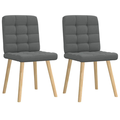 Cadeiras de jantar 2 pcs tecido cinzento-escuro