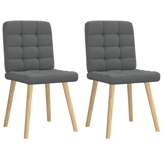 Cadeiras de jantar 2 pcs tecido cinzento-escuro