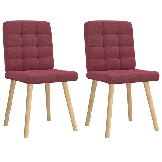 Cadeiras de jantar 2 pcs tecido vermelho tinto