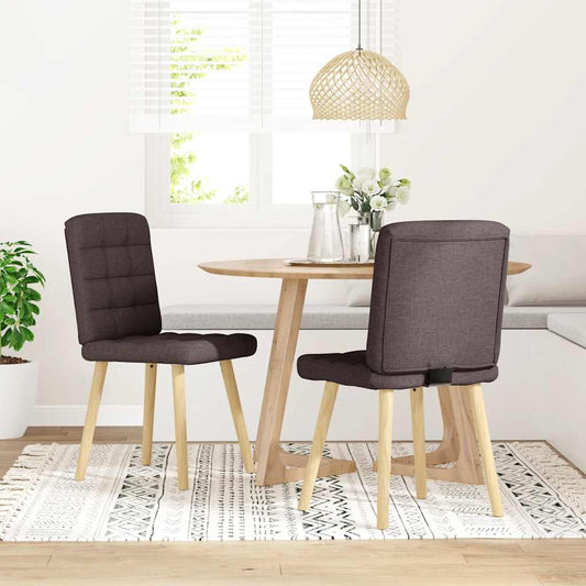 Cadeiras de jantar 2 pcs tecido castanho-escuro