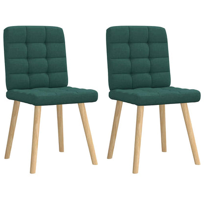 Cadeiras de jantar 2 pcs tecido verde-escuro