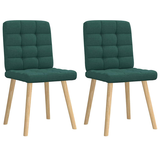 Cadeiras de jantar 2 pcs tecido verde-escuro