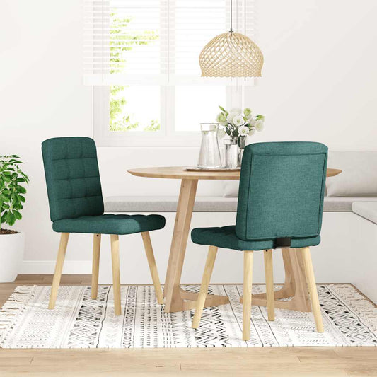 Cadeiras de jantar 2 pcs tecido verde-escuro