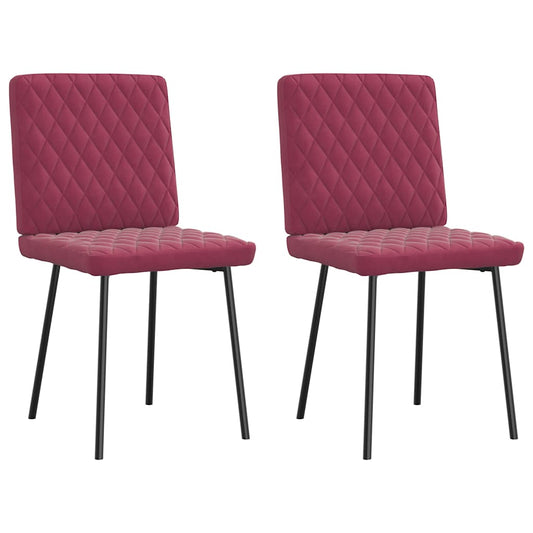 Cadeiras de jantar 2 pcs veludo vermelho tinto